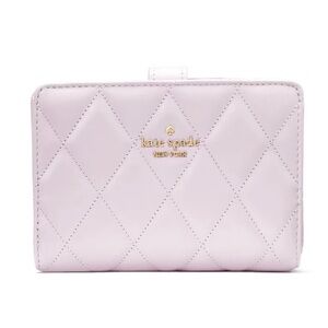 New Kate Spade Carey Medium Bifold Wallet Smooth Quilted Leather Pale Amethyst